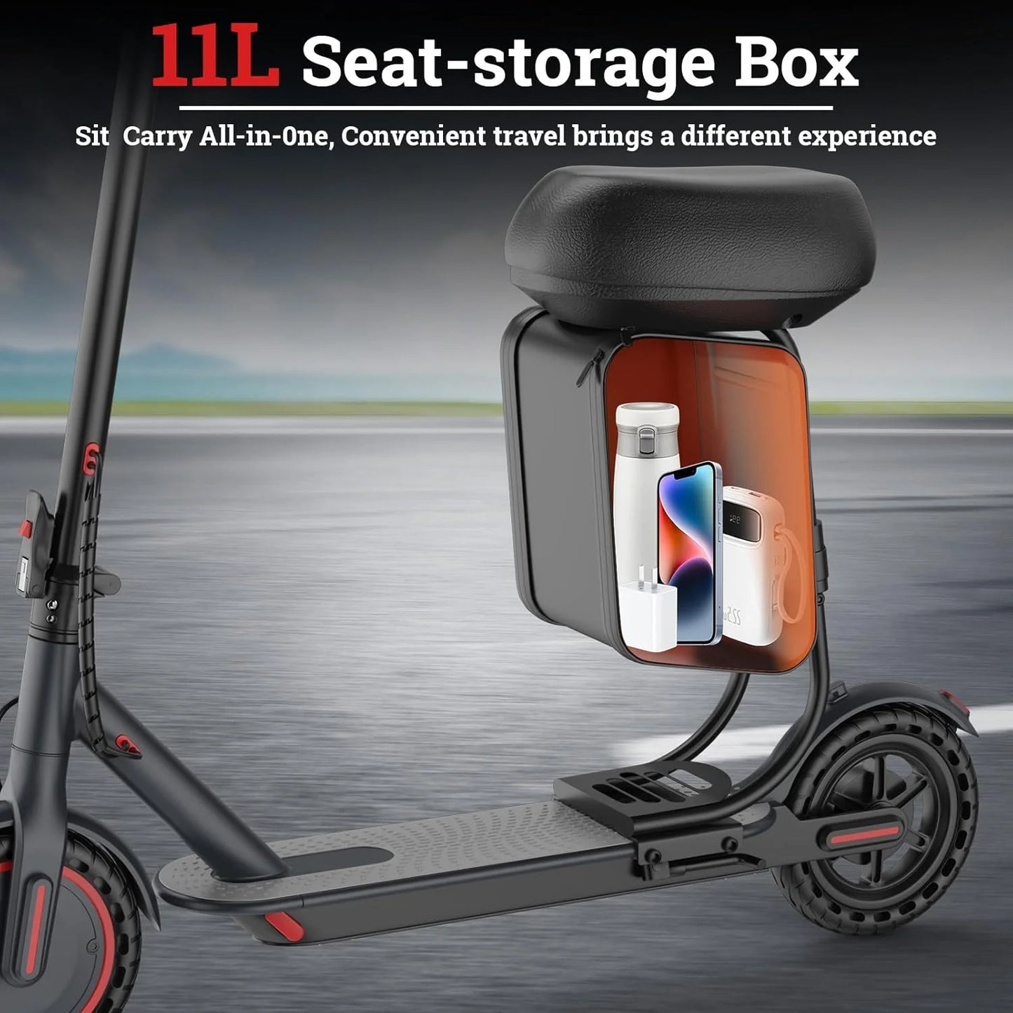 8.5‘’ LADPED LP60 Electric Scooter 350W Motor 36V 5.2Ah Battery 19mph Max Speed Up to 16miles Range with Removable Seat & Box
